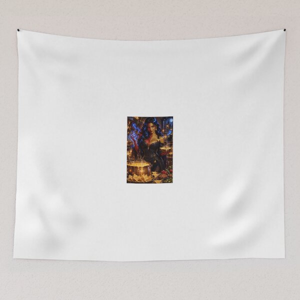 Item preview, Woman with warm queso and blue flames designed and sold by CathryneDelamort.