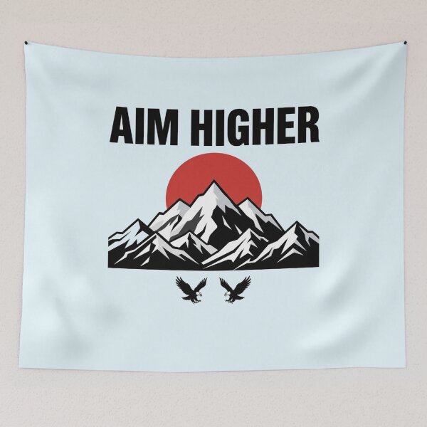 Item preview, Aim Higher Mountain Sun Typography Quote Art designed and sold by Fine-Arts-Lab.