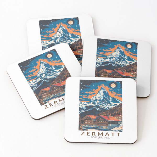 Item preview, Zermatt Switzerland Painterly Travel Art Vintage designed and sold by sailtonfg.