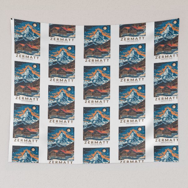 Item preview, Zermatt Switzerland Painterly Travel Art Vintage designed and sold by sailtonfg.