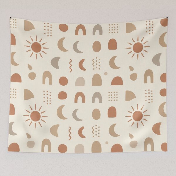 Item preview, Minimalist Bohemian Sun and Crescent Moon Pattern designed and sold by IntelliMindDesigns.