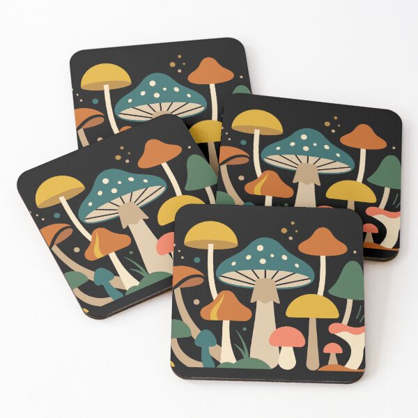 Item preview, Abstract Minimalist Mushrooms Design in Retro Autumn Colors designed and sold by ElegantOutlines.