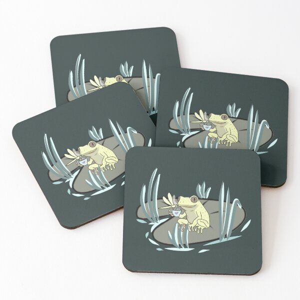 Item preview, Frog Drinking Coffee Cozy Cottagecore Aesthetic Illustration designed and sold by LeshanArt.