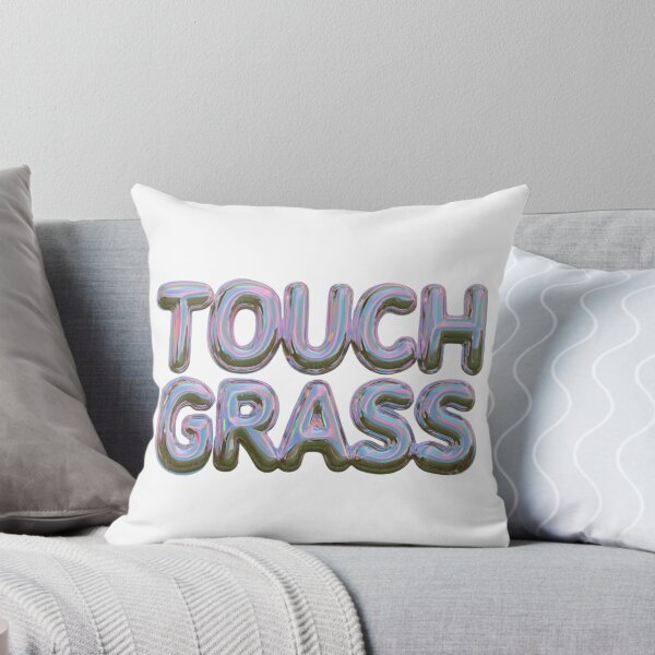 Item preview, Touch Grass Iridescent Text Funny Meme Design designed and sold by NicolasGlowArt.