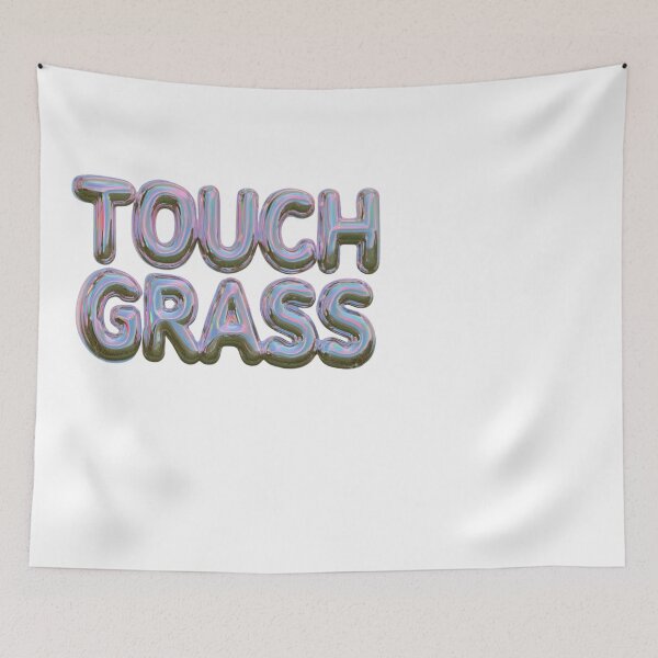 Item preview, Touch Grass Iridescent Text Funny Meme Design designed and sold by NicolasGlowArt.