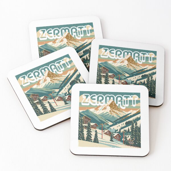 Item preview, Zermatt Valais Switzerland Ski Resort Vintage Style Artwork designed and sold by sailtonfg.