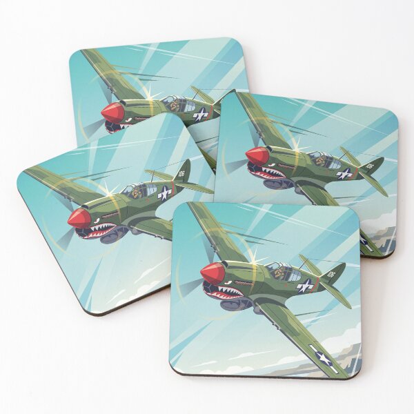 Item preview, P-40 Warhawk Banking Vector Illustration designed and sold by Airpower Art.