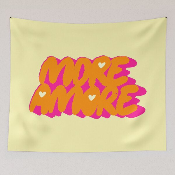 Item preview, More Amore Cute Retro Heart Typographic in Barbiecore designed and sold by nineFlorals.
