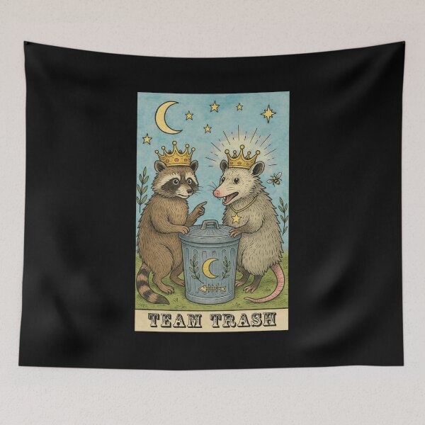 Item preview, Team Trash Raccoon Opossum Crown Trash Can Lunar designed and sold by Grahaniel.