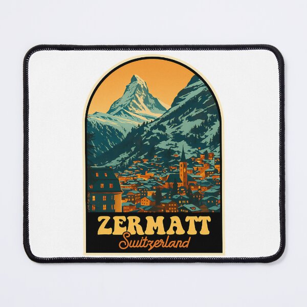 Item preview, Zermatt Vintage Travel Poster Matterhorn Swiss Alpine Village Illustration designed and sold by sailtonfg.
