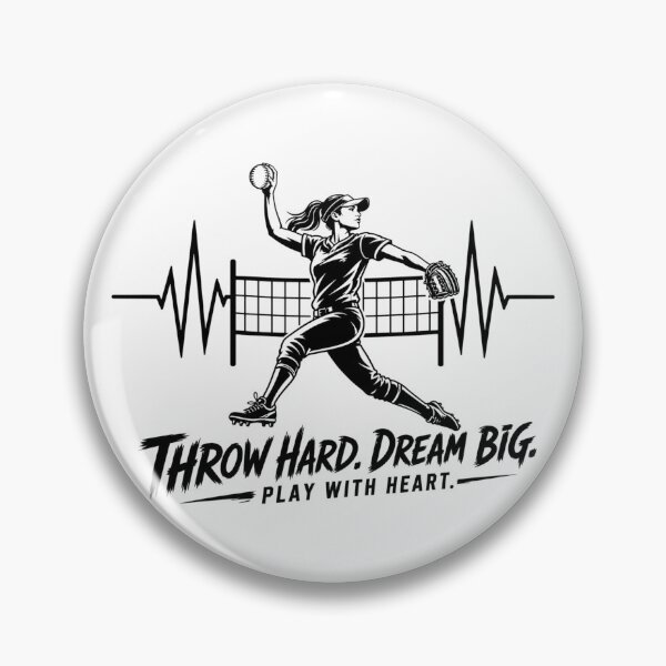 Item preview, Softball Throw Hard Dream Big | Softball Heartbeat Design For Softball Player designed and sold by StyxIND.