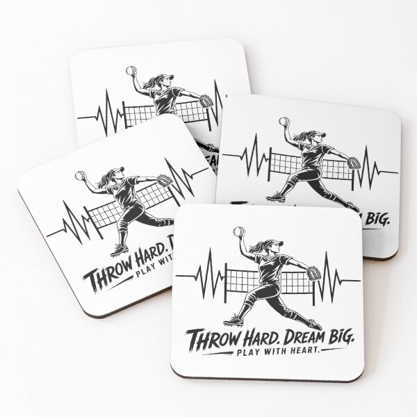 Item preview, Softball Throw Hard Dream Big | Softball Heartbeat Design For Softball Player designed and sold by StyxIND.