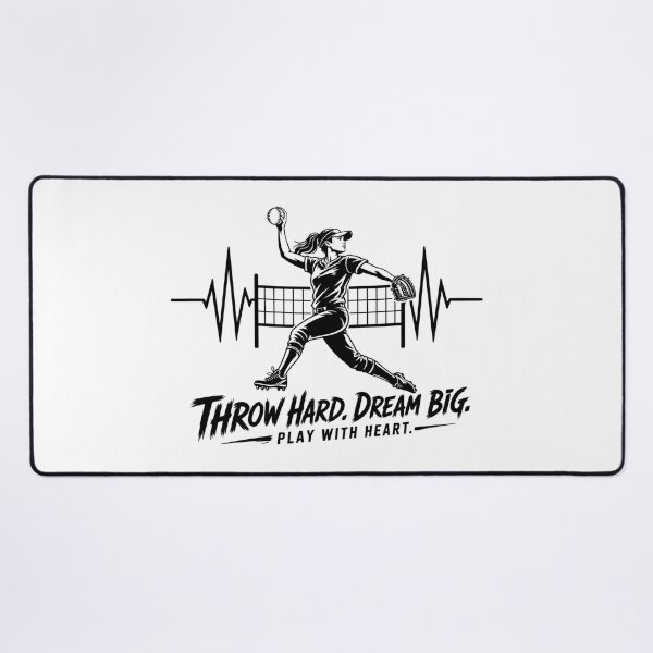 Item preview, Softball Throw Hard Dream Big | Softball Heartbeat Design For Softball Player designed and sold by StyxIND.