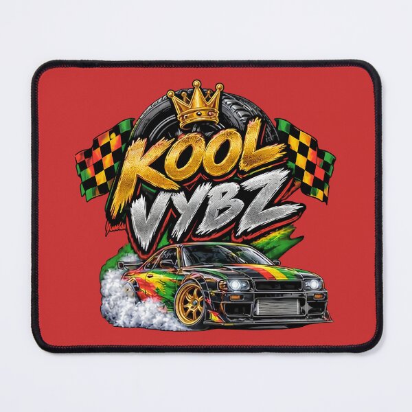 Item preview, Kool Vybz: Reggae Drifting Car with Gold Crown and Checkered Flags designed and sold by digitalbob60.