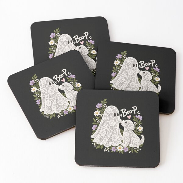 Item preview, Cute Lace Ghost and Puppy Boo-P Floral Spooky Dog Lover Design designed and sold by AnimeSH9.