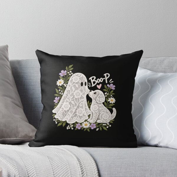 Item preview, Cute Lace Ghost and Puppy Boo-P Floral Spooky Dog Lover Design designed and sold by AnimeSH9.