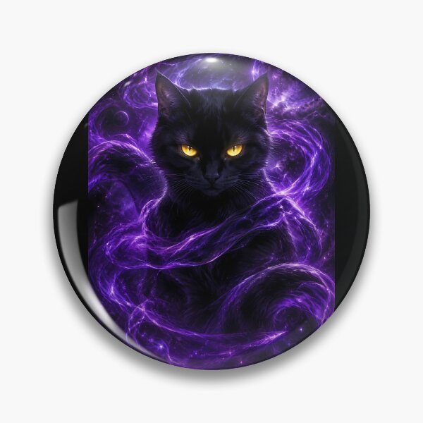 Item preview, Mystical Black Cat in Purple Cosmic Magic Energy designed and sold by PurrfectHome.