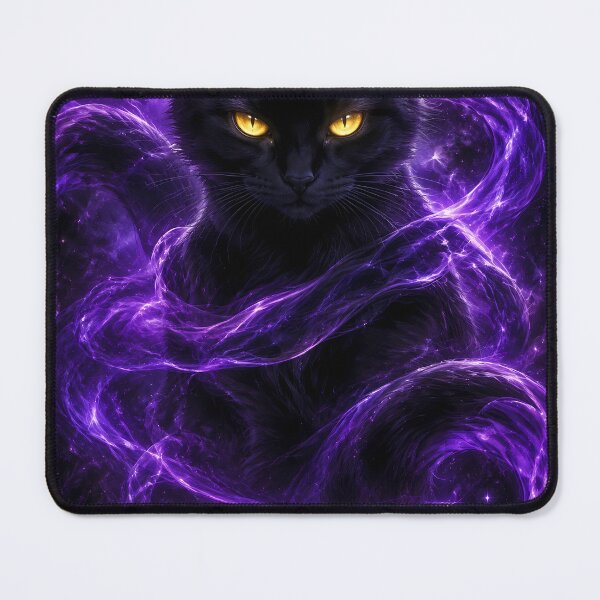 Item preview, Mystical Black Cat in Purple Cosmic Magic Energy designed and sold by PurrfectHome.