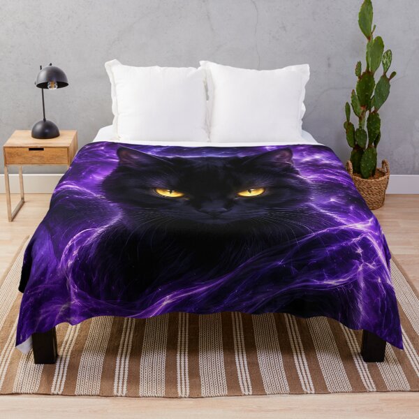 Item preview, Mystical Black Cat in Purple Cosmic Magic Energy designed and sold by PurrfectHome.