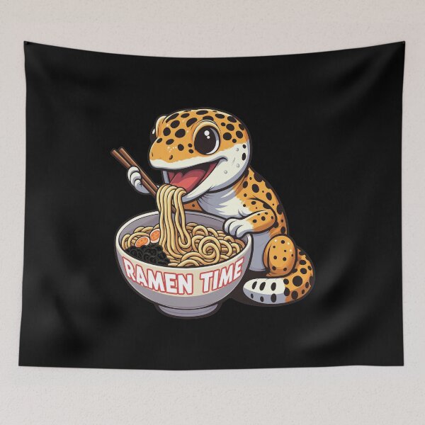 Item preview, Cute Gecko Eating Ramen Bowl Noodles Art designed and sold by Grahaniel.