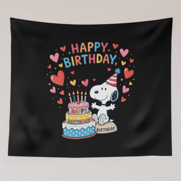 Item preview, Snoopy Happy Birthday Cake Celebration Art designed and sold by Grahaniel.