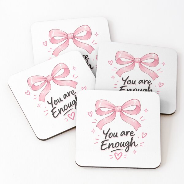 Item preview, "YOU are enough " | cute pink bow designed and sold by K-Fashion Hub.