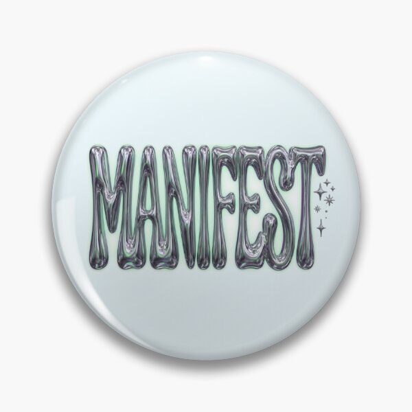 Item preview, Manifest Y2K Liquid Chrome Typography Quote Art designed and sold by Fine-Arts-Lab.