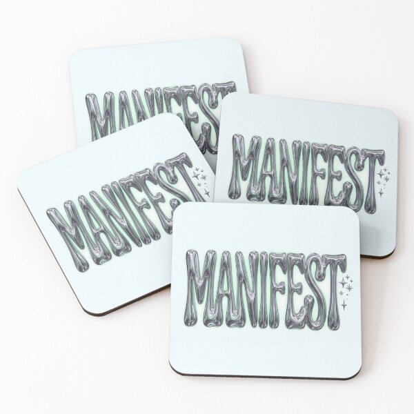 Item preview, Manifest Y2K Liquid Chrome Typography Quote Art designed and sold by Fine-Arts-Lab.