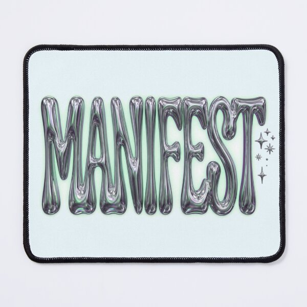 Item preview, Manifest Y2K Liquid Chrome Typography Quote Art designed and sold by Fine-Arts-Lab.