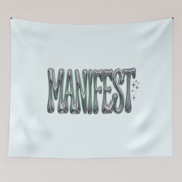 Item preview, Manifest Y2K Liquid Chrome Typography Quote Art designed and sold by Fine-Arts-Lab.
