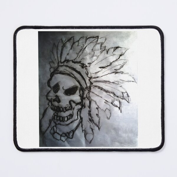 Item preview, Native American Inspired Skull Art with Tribal Patterns and Feather Details designed and sold by Indigenous Art.