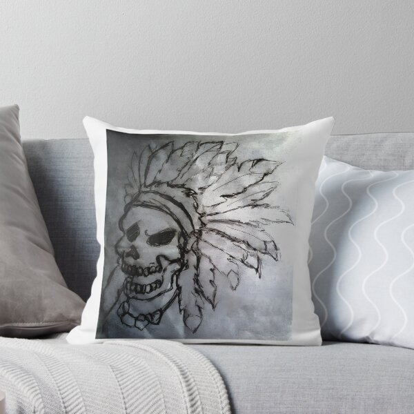 Item preview, Native American Inspired Skull Art with Tribal Patterns and Feather Details designed and sold by Indigenous  Art.