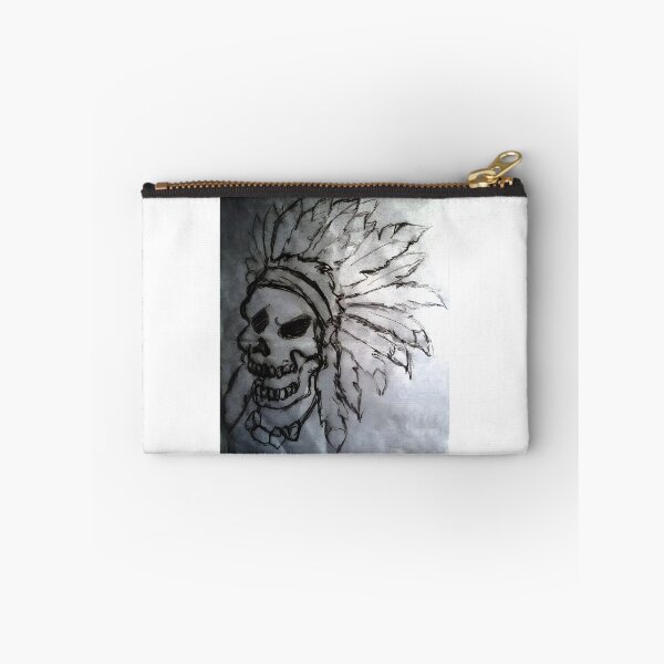 Item preview, Native American Inspired Skull Art with Tribal Patterns and Feather Details designed and sold by Indigenous  Art.