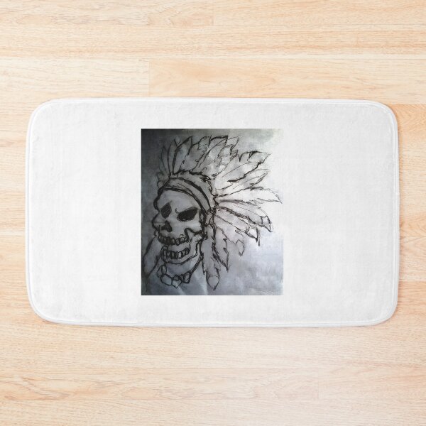 Item preview, Native American Inspired Skull Art with Tribal Patterns and Feather Details designed and sold by Indigenous  Art.