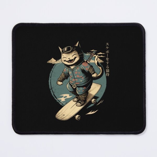 Item preview, Retro Japanese Samurai Cat Skateboarding Graphic designed and sold by RosalynnShacke.