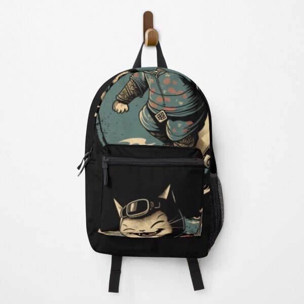 Item preview, Retro Japanese Samurai Cat Skateboarding Graphic designed and sold by RosalynnShacke.