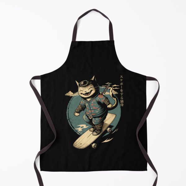 Item preview, Retro Japanese Samurai Cat Skateboarding Graphic designed and sold by RosalynnShacke.