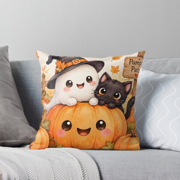 Item preview, Sweet Wishes from the Pumpkin Patch – Cute Halloween Ghost & Black Cat designed and sold by blankTeeShirt.