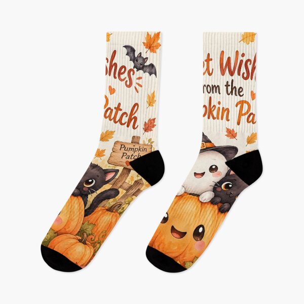 Item preview, Sweet Wishes from the Pumpkin Patch – Cute Halloween Ghost & Black Cat designed and sold by blankTeeShirt.