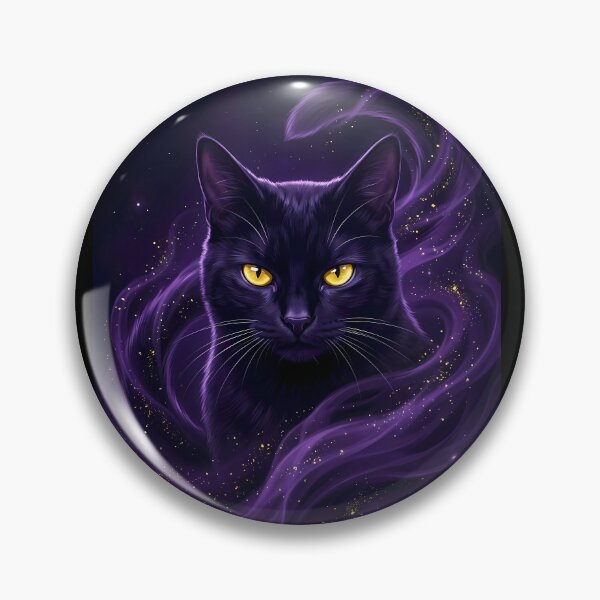 Item preview, Mystical Black Cat with Purple Magic Aura designed and sold by PurrfectHome.