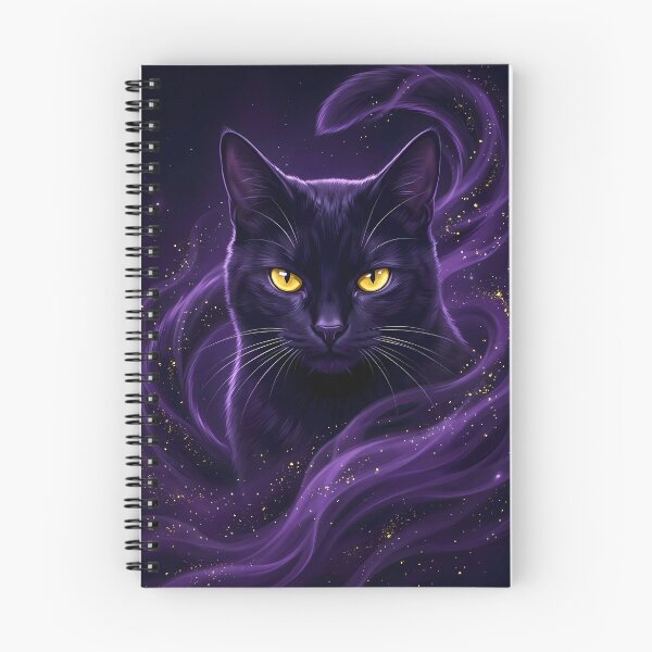 Item preview, Mystical Black Cat with Purple Magic Aura designed and sold by PurrfectHome.