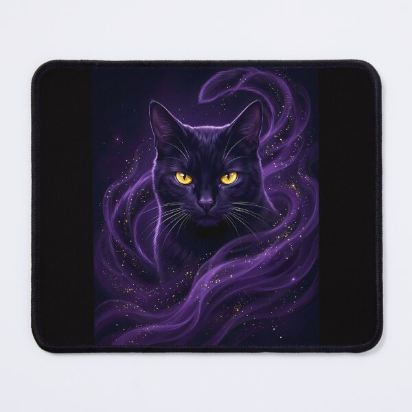 Item preview, Mystical Black Cat with Purple Magic Aura designed and sold by PurrfectHome.