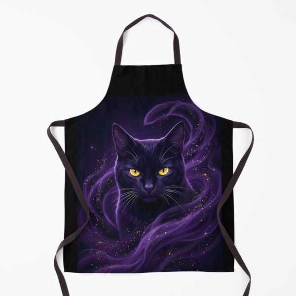 Item preview, Mystical Black Cat with Purple Magic Aura designed and sold by PurrfectHome.