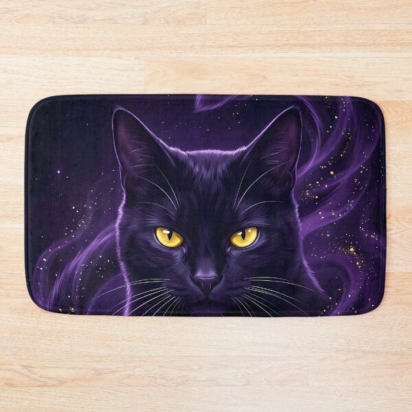 Item preview, Mystical Black Cat with Purple Magic Aura designed and sold by PurrfectHome.
