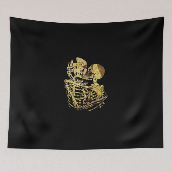 Item preview, Artistic Golden Mosaic Skeleton Couple Embrace designed and sold by BrunoLamou.