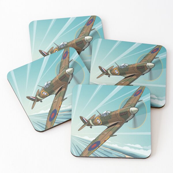 Artikelvorschau, Illustration einer RAF Supermarine Spitfire im Kurvenflug entworfen und verkauft von Airpower Art.