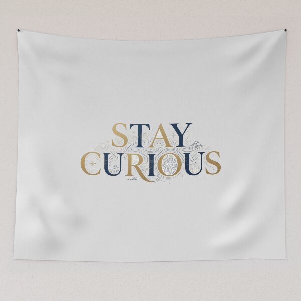 Item preview, Stay Curious Compass Typography Quote Art designed and sold by Fine-Arts-Lab.