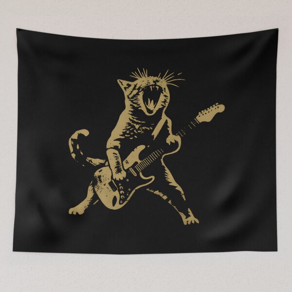 Item preview, Rocker Cat Playing Electric Guitar Rock Animal Graphic designed and sold by lilLilaBat.