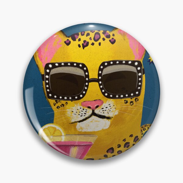 Item preview, Cool Leopard with Sunglasses Drinking Pink Cocktail designed and sold by DigiBlossom.