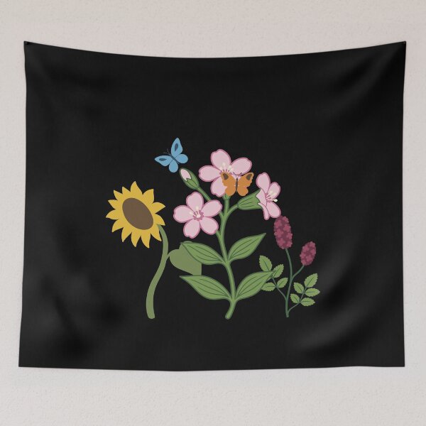 Item preview, Colorful flowers with sunflowers and butterflies designed and sold by Sir-Freaky.